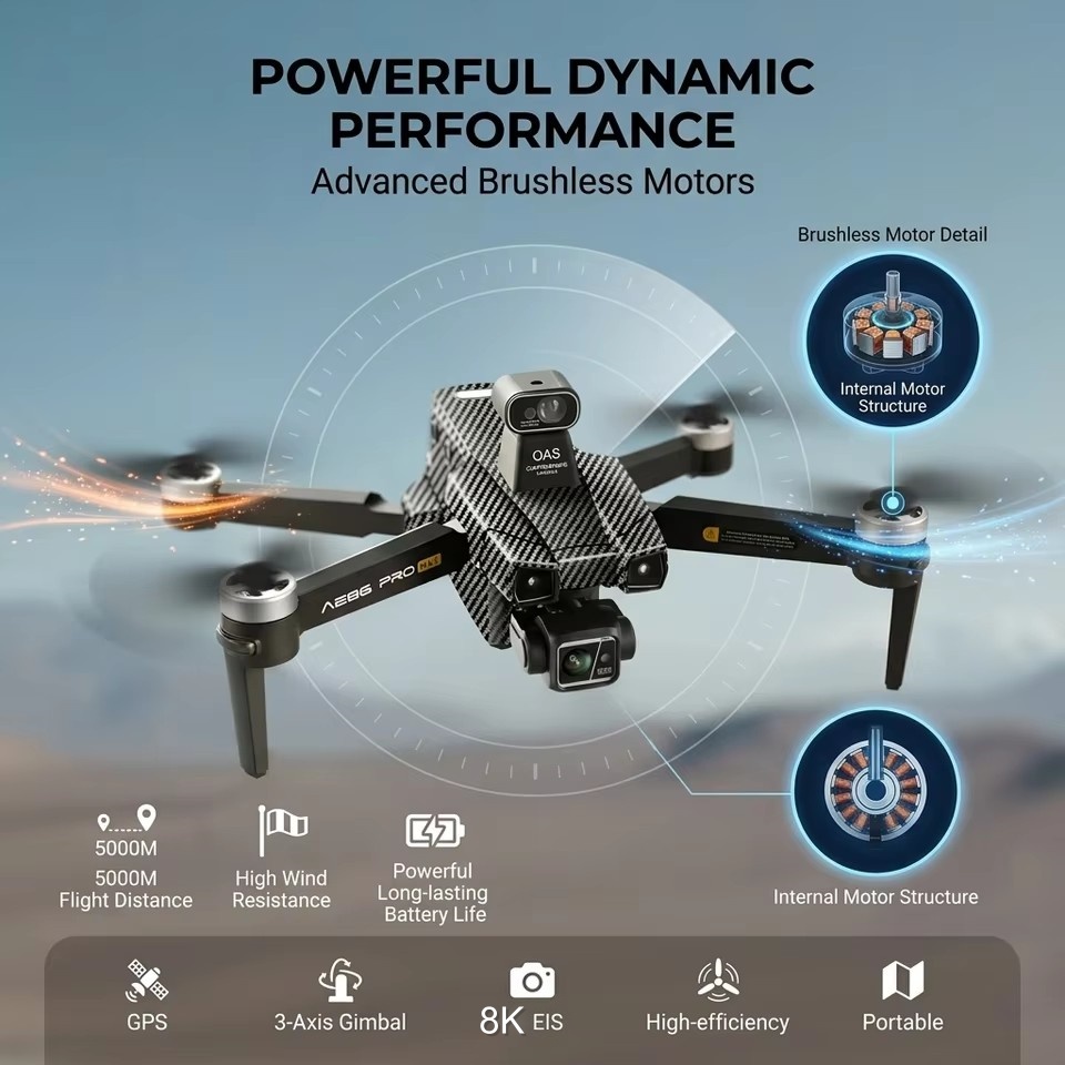 طائرة بدون طيار بدون فرشاة 8K  - مراجعة Drone Gimbal 3 Axis وسعره