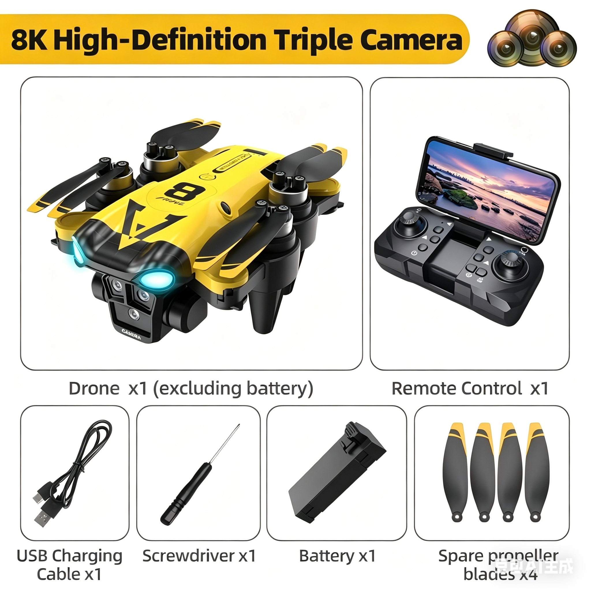 طائرة بدون طيار جديدة بثلاث كا - مراجعة Drone Gimbal Brushless وسعره